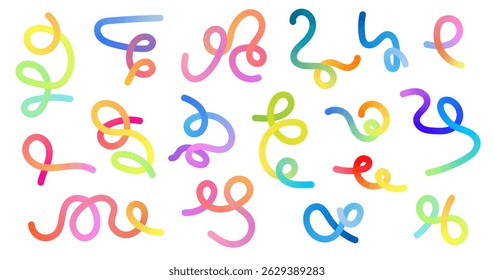 Liquid gradient lines collection. Wavy dynamic swirl vector elements set