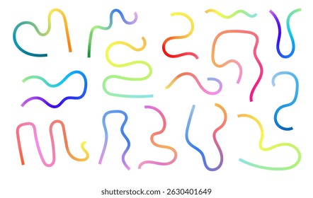 Liquid gradient lines collection. Wavy fluid vector shapes set 