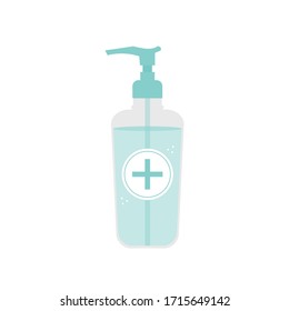 Liquid hand sanitizer gel, antiseptic in bottle vector icon, illustration.