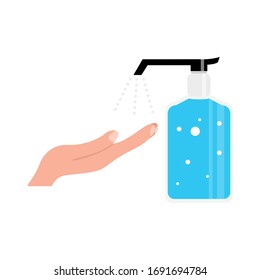 liquid hand sanitizer spray. Washing hand with sanitizer liquid soap vector