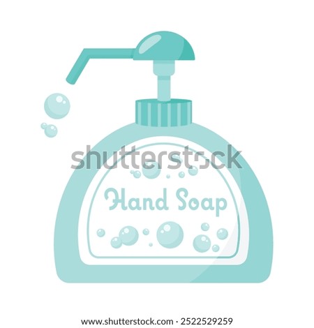 liquid hand soap bottle container  with bubbles isolated vector illustration icon 