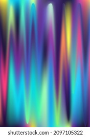 Liquid hologram gradient background. Iridescent holo texture. Holographic rainbow neon color pattern. Pearlescent unicorn vector backdrop. Spectrum blur aura gradient holography.