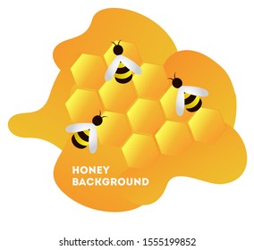 Liquid honey bee honeycomb background. Yellow sweet honey templete