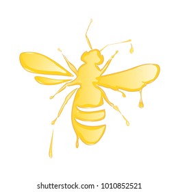 Liquid honey  bee on a white background. Vector illustration.