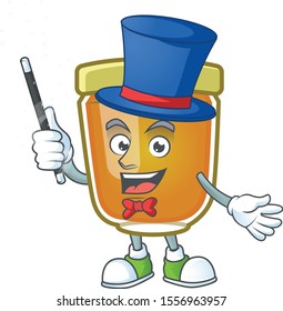 Liquid honey cartoon character with mascot magician