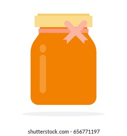 Liquid honey in a jar with a twist vector flat material design isolated on white