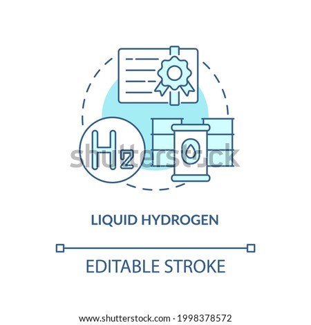Liquid hydrogen concept icon. Hydrogen storage type abstract idea thin line illustration. Storing in insulated tanks with high density. Vector isolated outline color drawing. Editable stroke
