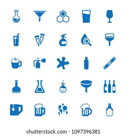 Liquid icon. collection of 25 liquid filled icons such as bottle, spray bottle, cocktail, splash, filter, tea cup, pipette. editable liquid icons for web and mobile.