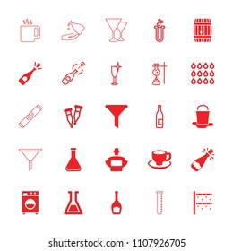 Liquid icon. collection of 25 liquid filled and outline icons such as filter, opened champagne, coffee cup, pipette, test tube. editable liquid icons for web and mobile.