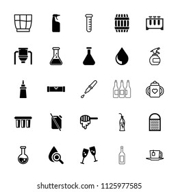 Liquid icon. collection of 25 liquid filled and outline icons such as honey, barrel, level ruler, cleanser, glasses clink, ketchup. editable liquid icons for web and mobile.