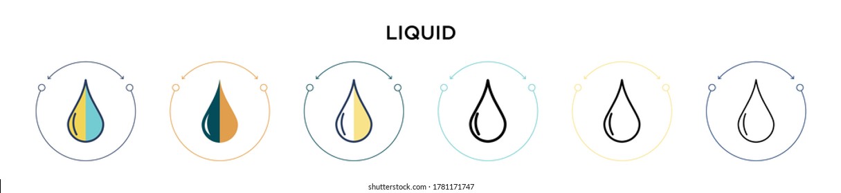 Liquid icon in filled, thin line, outline and stroke style. Vector illustration of two colored and black liquid vector icons designs can be used for mobile, ui, web