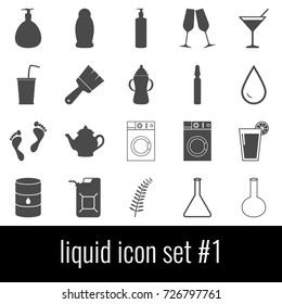 Liquid. Icon set 1. Gray icons on white background.