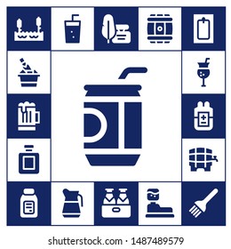 liquid icon set. 17 filled liquid icons.  Simple modern icons about  - Lake, Champagne, Beer, Soda, Fragance, Cocktail, Blood, Alcohol, Ink, Barrel, Water tank, Bath, Brush