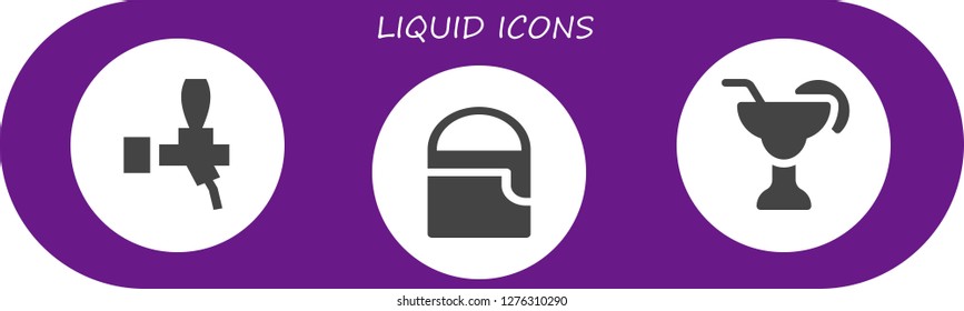  liquid icon set. 3 filled liquid icons. Simple modern icons about  - Beer, Paint bucket, Cocktail