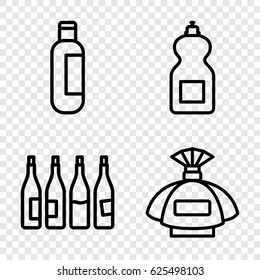 Liquid icons set. set of 4 liquid outline icons such as bottle, perfume