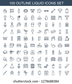 liquid icons. Trendy 100 liquid icons. Contain icons such as pipette, wine glass, soap, washing machine, drop counter, bottle soap, cocktail, ketchup. liquid icon for web and mobile.