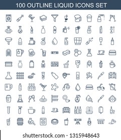 liquid icons. Trendy 100 liquid icons. Contain icons such as liquid soap, filter, maple syrup, level ruler, drink, sponge, washing machine, test tube search. icon for web and mobile.