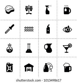 Liquid icons. vector collection filled liquid icons. includes symbols such as jug, oil can, car garage, spray bottle, dishes wash, sponge. use for web, mobile and ui design.