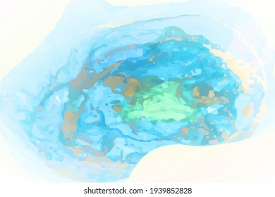 Flüssige Tinte, abstrakter Hintergrund auf Golden, Blau und Grün auf Weiß