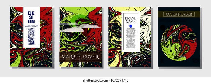 Liquid Ink Marble Cover Template. Formal Invitation, Trendy Marble Texture Pattern. Japanese Liquid Paint Style Corporate Identity. Modern Presentation, Magazine Cover, Title Page Hipster Design.