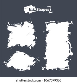 Liquid Ink Shape Abstract Vector Design, Creative Grunge Brush Stroke Collection with Artistic Messy Splashes, Splatters and Drips.