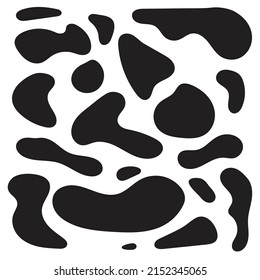 Liquid irregular blob shape abstract elements graphic flat style design fluid vector illustration set.