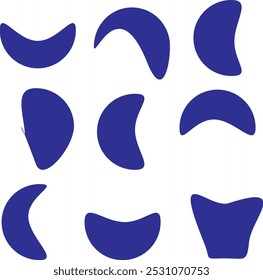 Líquido irregular Formas de mancha abstracta. Elementos estilo plano gráfico. diseño fluido ilustración stock