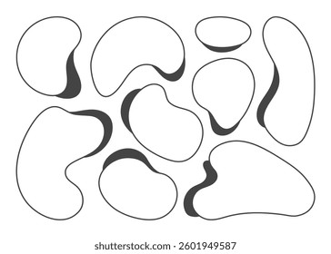 Liquid irregular blob shapes. Elegant design of outline vector forms.