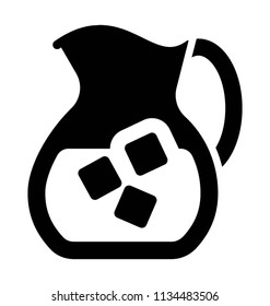 
An liquid in a jug with ice cubes representing homemade drink 
