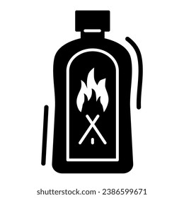 Liquid for kindling fire solid icon, picnic concept, Fire firing fluid sign on white background, Fluid to kindle fire icon in glyph style for mobile concept and web design. Vector graphics