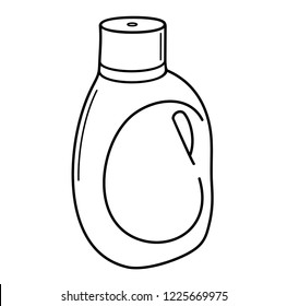 Liquid Laundry Detergent. Vector flat outline icon illustration isolated on white background.