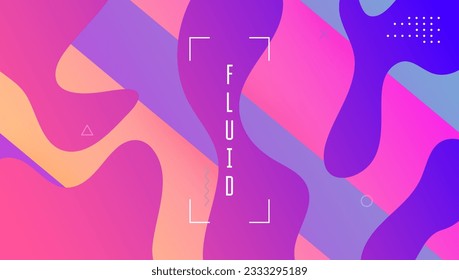 Liquid Layout. Cool Landing Page. Flat Abstract Design. Geometric Shapes. Digital Cover. Colorful Presentation. Vibrant Page. Blue Mobile Background. Violet Liquid Layout