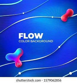 Liquid line color background design. Blue Square Fluid gradient shapes composition with line. Futuristic design posters. Eps10 vector.