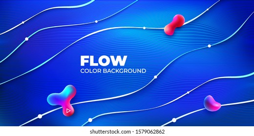 Liquid line color background design. Blue Fluid gradient shapes composition with line. Futuristic design posters. Eps10 vector.