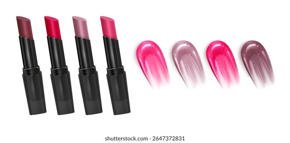 batom líquido Coleção Três cores vibrantes no branco