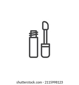 Liquid lipstick line icon. linear style sign for mobile concept and web design. Lipstick tube outline vector icon. Symbol, logo illustration. Vector graphics