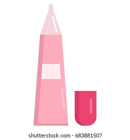 Liquid lipstick tube icon, vector illustration flat style design isolated on white. Colorful graphics