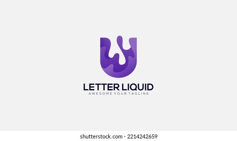 Logo líquido dentro de la letra U. plantilla de logotipo, icono vector.
