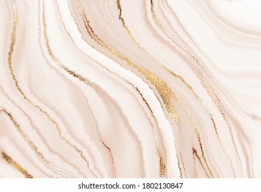 Liquid marble abstract design painting background with gold wave texture.