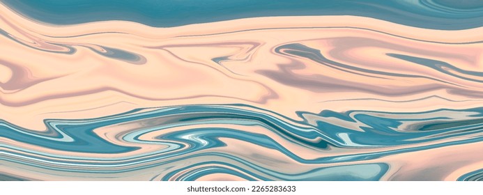 Liquid marble background blue and pink light tones liquid art ornament, template vector illustration