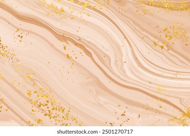 Liquid marble background with gold splatter