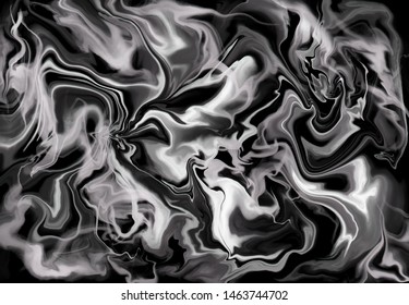 Liquid marble black smoke texture background. Horizontal wallpaper. Fluid art, digital marbling.