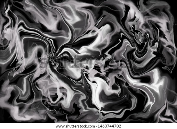 液体大理石の黒い煙テクスチャ背景 水平の壁紙 流体芸術 デジタルマーブリング のベクター画像素材 ロイヤリティフリー