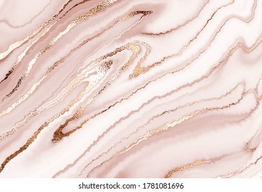 Liquid marble canvas abstract design painting background with gold diagonal waves.