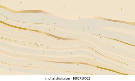color de mármol líquido beige y oro de lujo textura vectorial de fondo