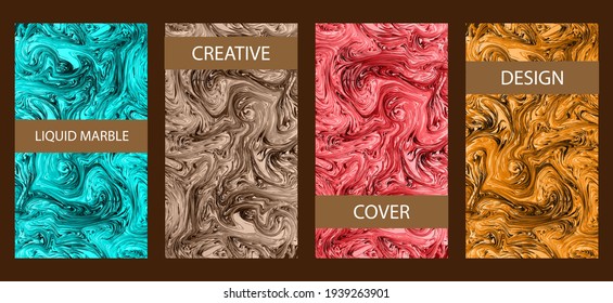 liquid marble cover and poster design template for magazine, page layout, sales promotion and social media