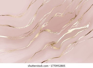 Liquid marble design abstract painting background with gold waves.