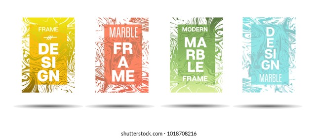 Liquid Marble Frame.  Vector Funky Hipster Border for Text, Sale, Announcement. Marble Textured Cool Cover, Business Card, Music Poster Design Dynamic Futuristic Creative Liquid Paint Banner.