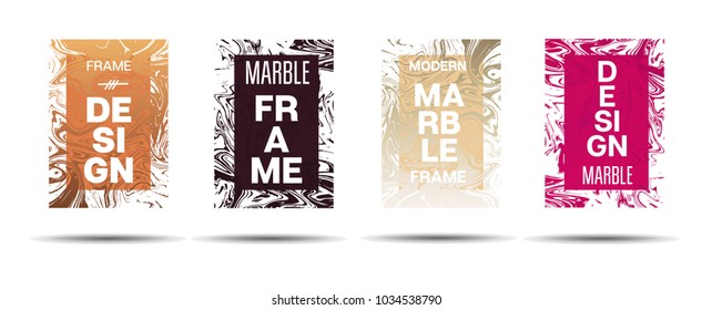 Liquid Marble Frame.  Vector Funky Hipster Border for Text, Sale, Announcement. Marble Textured Minimal Cover, Business Card, Music Poster Design Dynamic Futuristic Creative Suminagashi Banner.