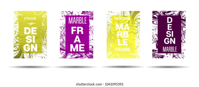 Liquid Marble Frame.  Vector Funky Hipster Border for Sale Ads, Congratulations. Marble Textured Minimal Cover, Business Card, Music Poster Design Dynamic Futuristic Creative Liquid Paint Banner.